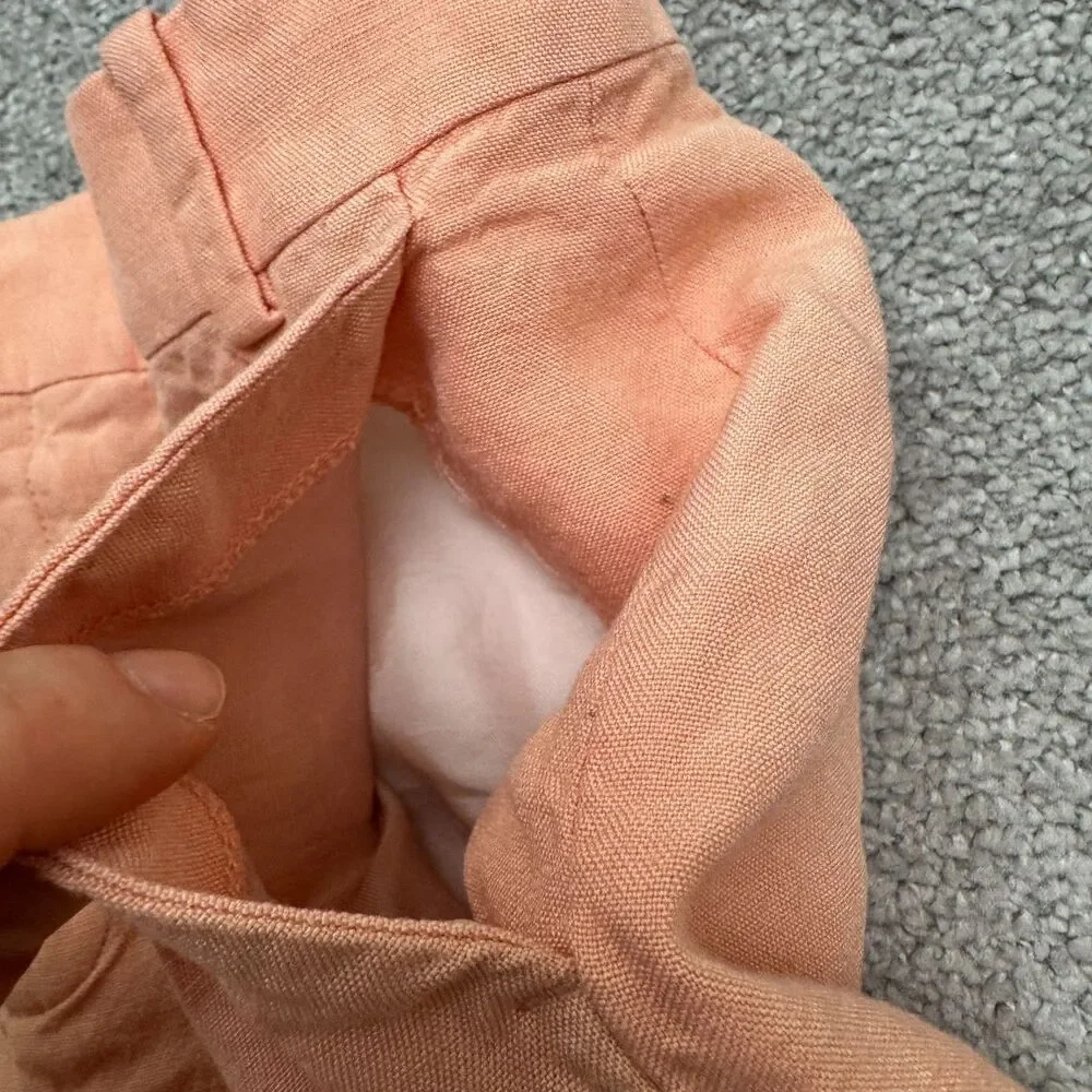 Zara Woman Linen Blend Wide Leg Chino Pants Women XS Peach Summer Lightweight